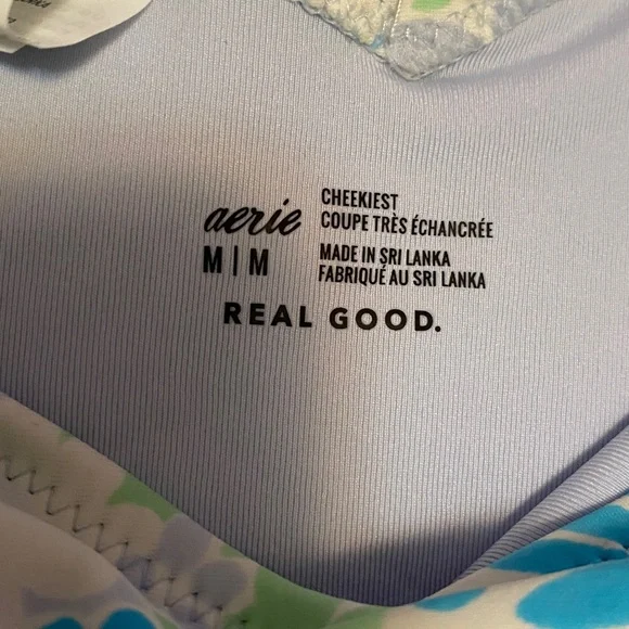 aerie women medium Floral Ruffle Bikini Set - Blue & Green purple multi - Picture 3 of 5